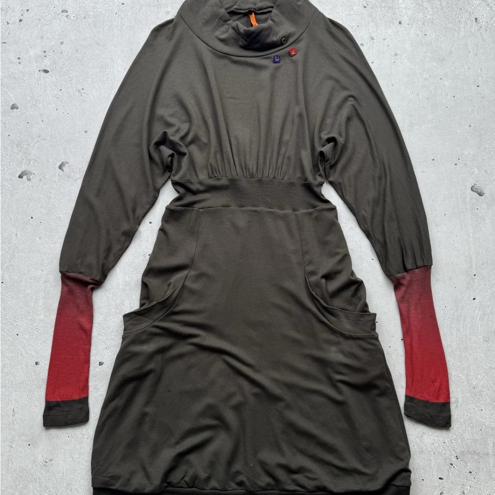 Cop.Copine Black and Red Long Sleeve Dress